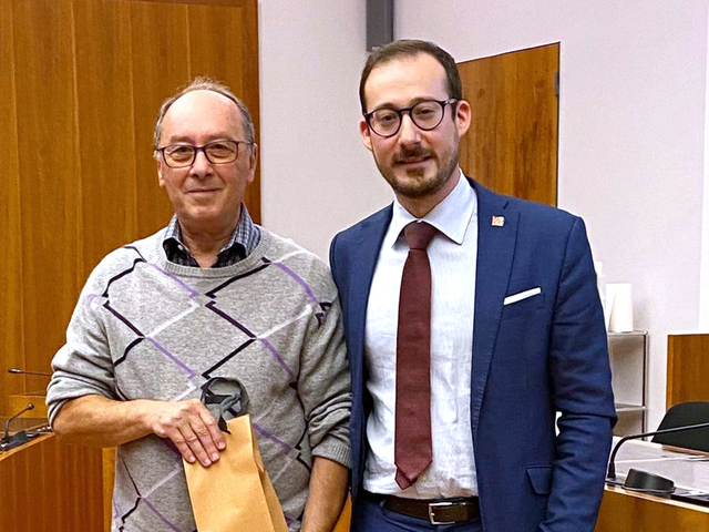 Ignazio Consagna con il Presidente dell'Associazione Civica Filarmonica di Lugano